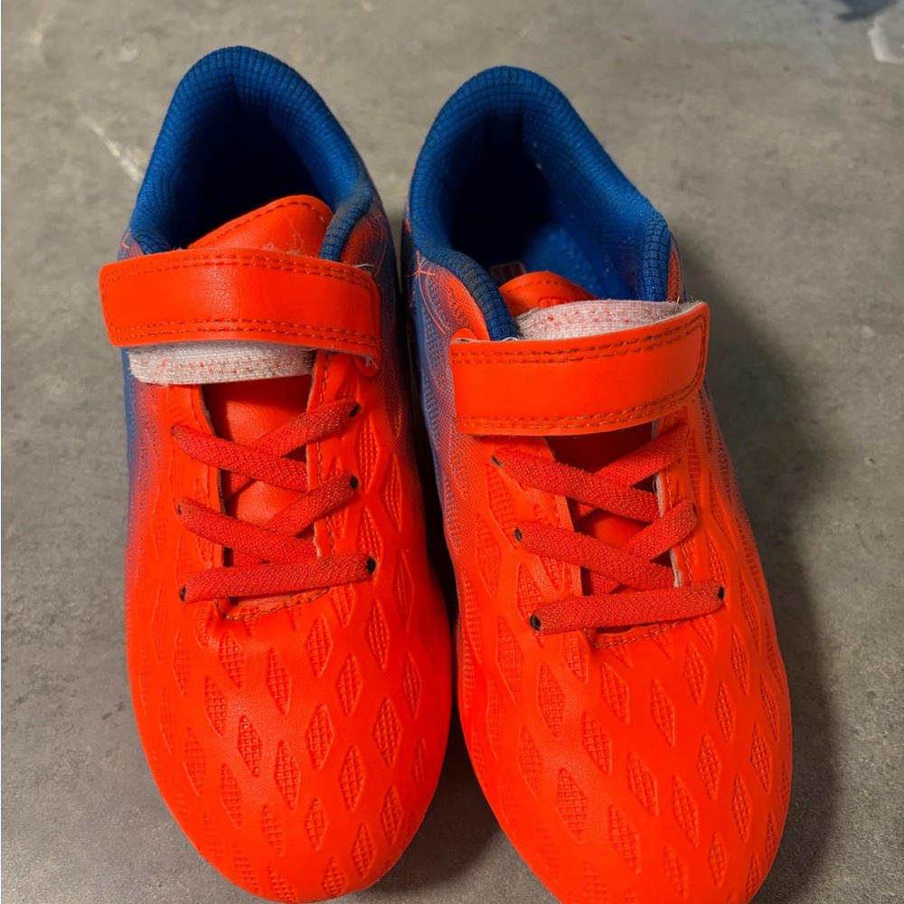 Kids Orange and Blue Soccer Cleats